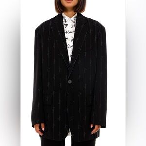Balenciaga Black Striped Signature Logo Blazer